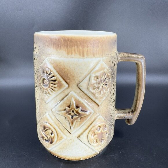 Vintage Israel Jerusalem Pottery Ceramic Coffee Cup Mug Large Mug Brown Textured - Picture 14 of 14